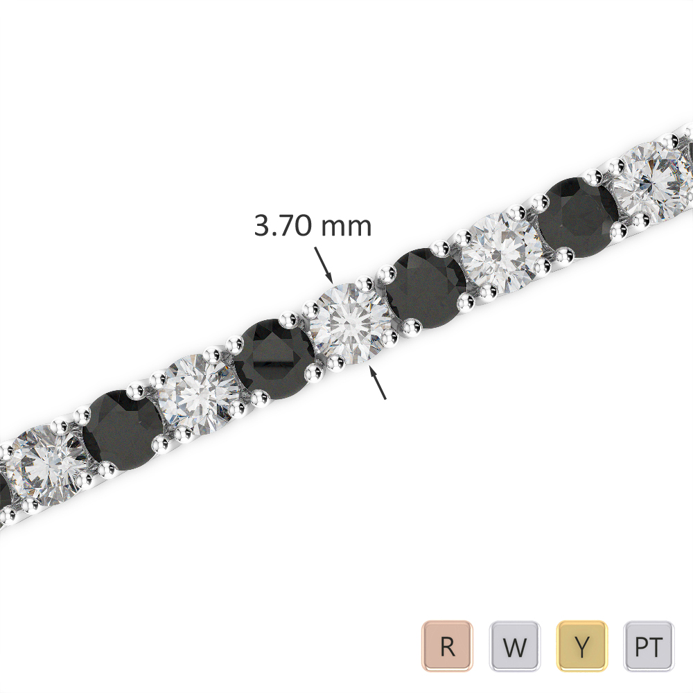 Gold / Platinum Round Cut Black Diamond with Diamond Bracelet AGBRL-1010
