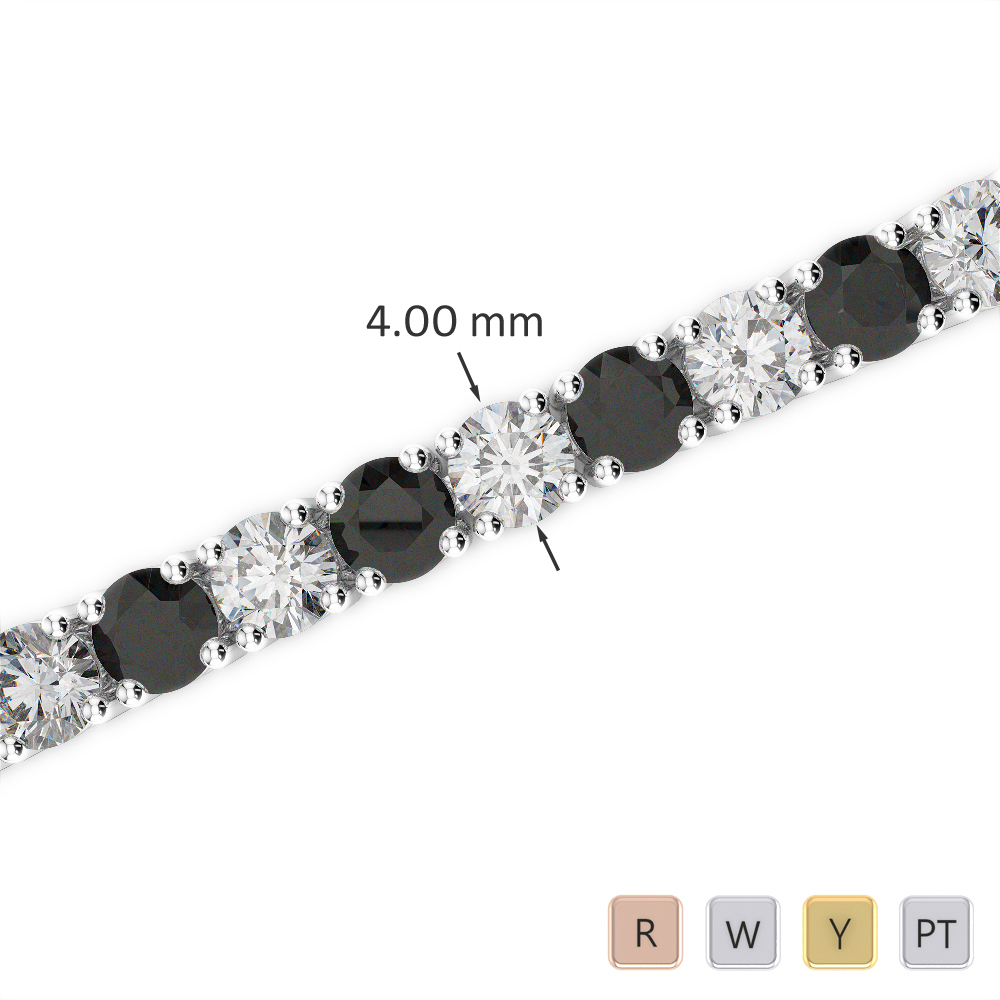 Gold / Platinum Round Cut Black Diamond with Diamond Bracelet AGBRL-1011