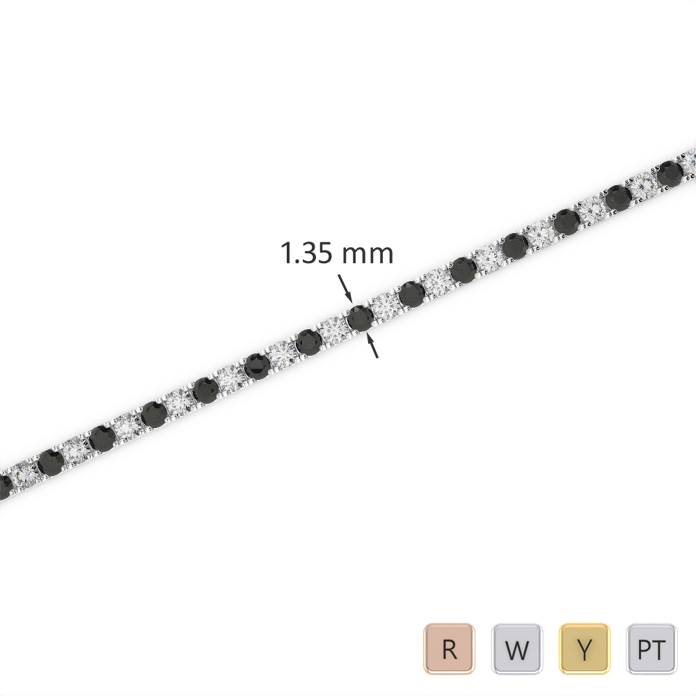 Gold / Platinum Round Cut Black Diamond with Diamond Bracelet AGBRL-1012