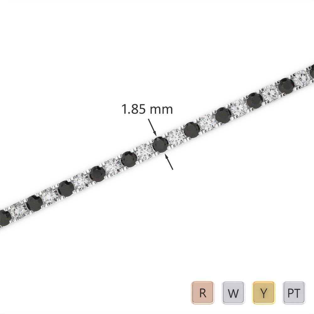 Gold / Platinum Round Cut Black Diamond with Diamond Bracelet AGBRL-1013