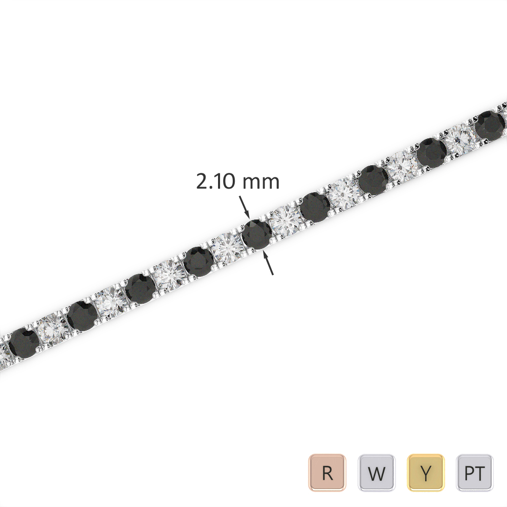 Gold / Platinum Round Cut Black Diamond with Diamond Bracelet AGBRL-1014