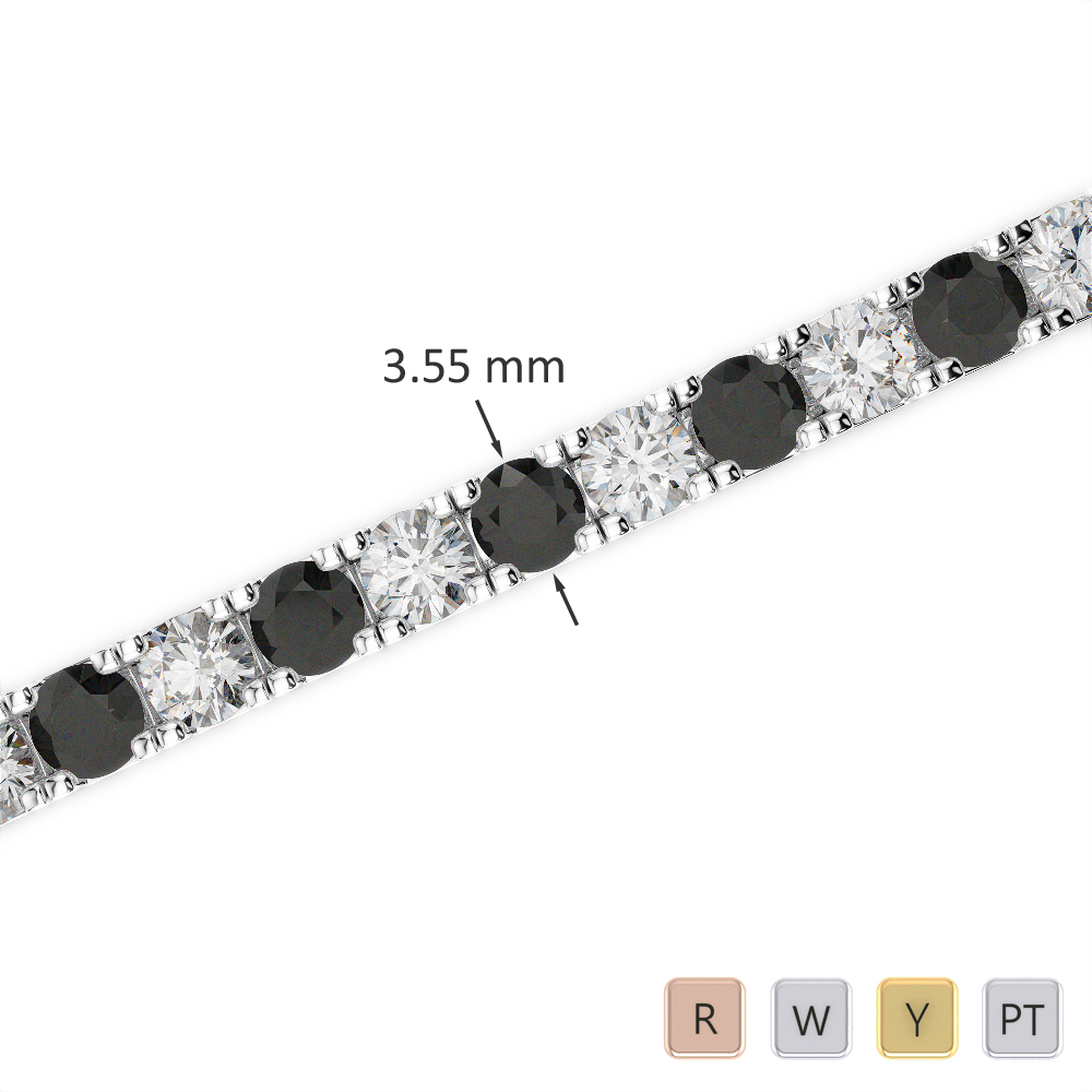 Gold / Platinum Round Cut Black Diamond with Diamond Bracelet AGBRL-1020