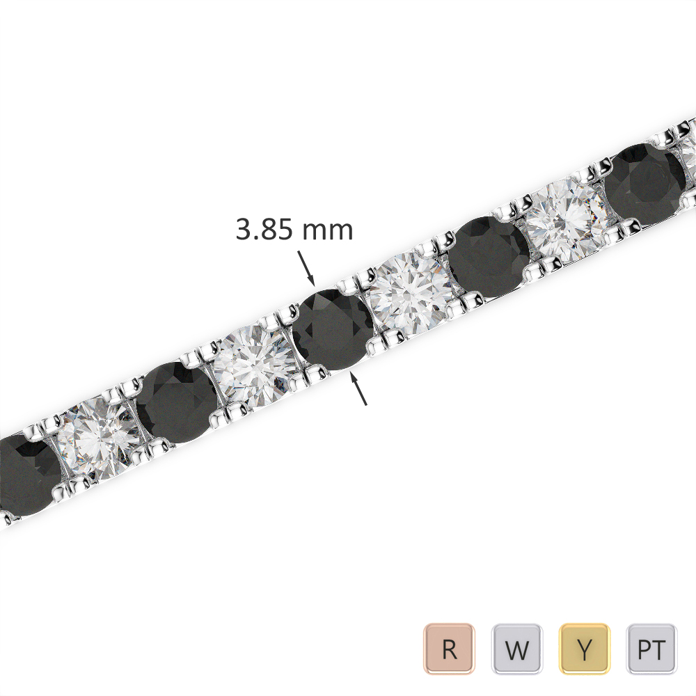 Gold / Platinum Round Cut Black Diamond with Diamond Bracelet AGBRL-1021