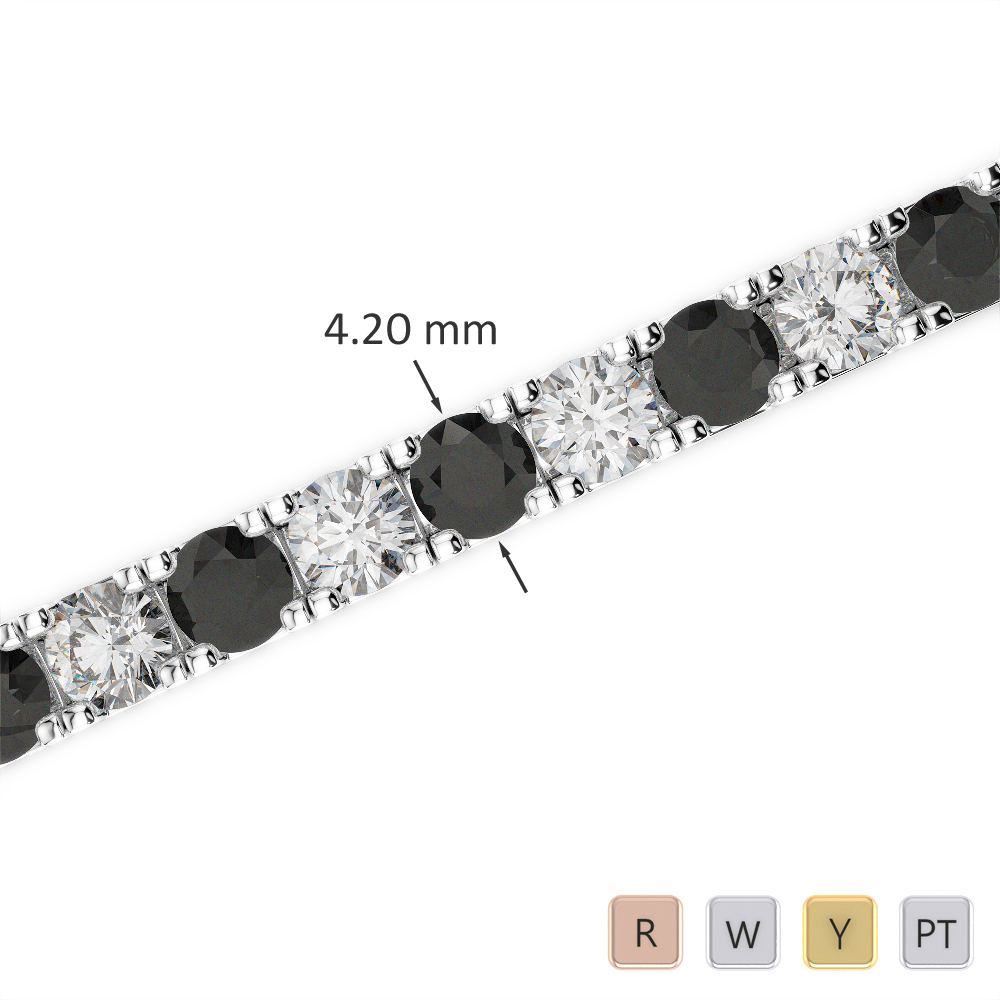 Gold / Platinum Round Cut Black Diamond with Diamond Bracelet AGBRL-1022