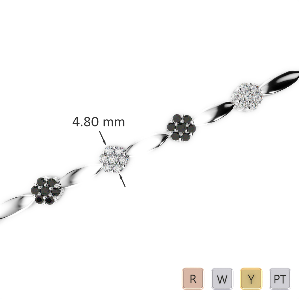 Gold / Platinum Round Cut Black Diamond with Diamond Bracelet AGBRL-1029