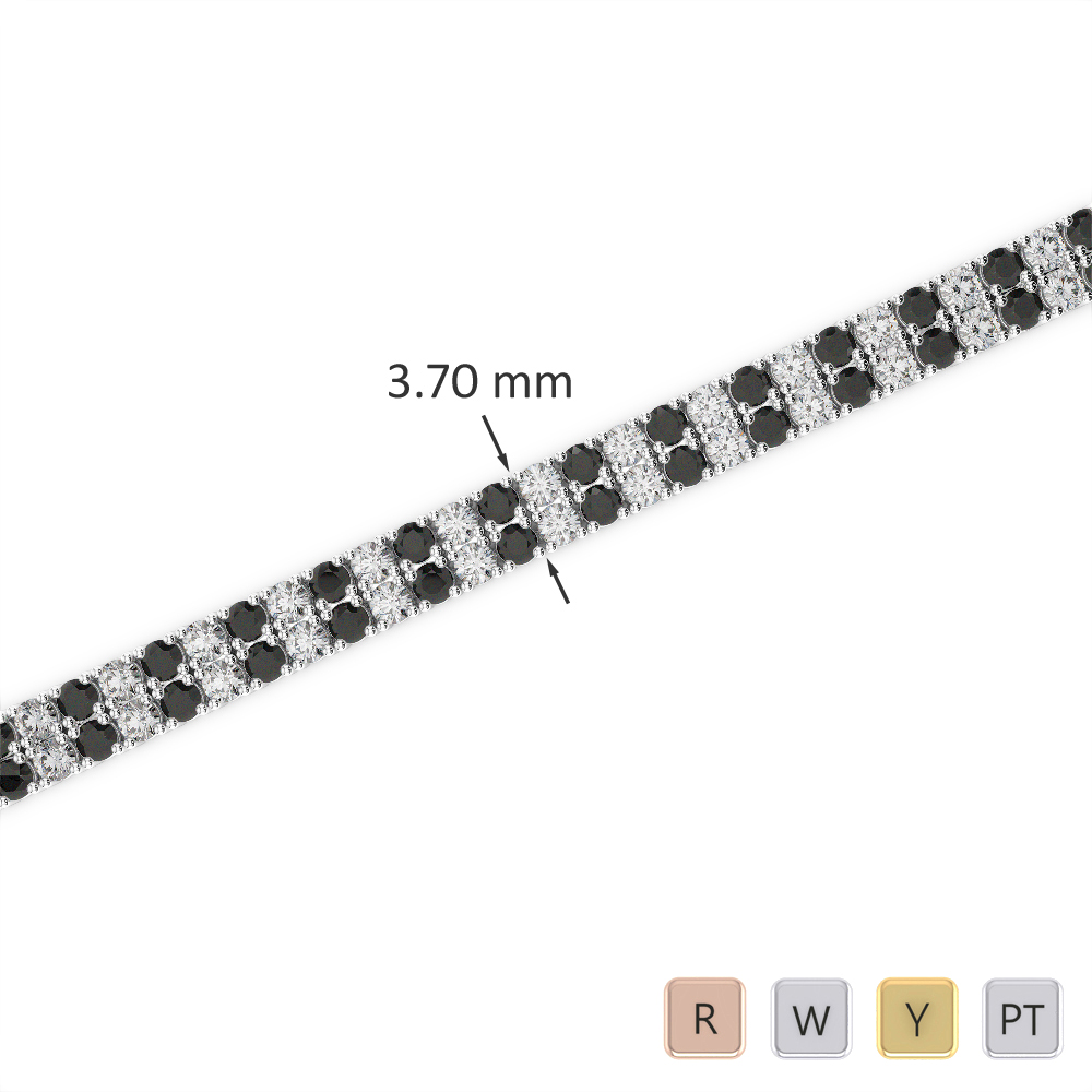 Gold / Platinum Round Cut Black Diamond with Diamond Bracelet AGBRL-1031