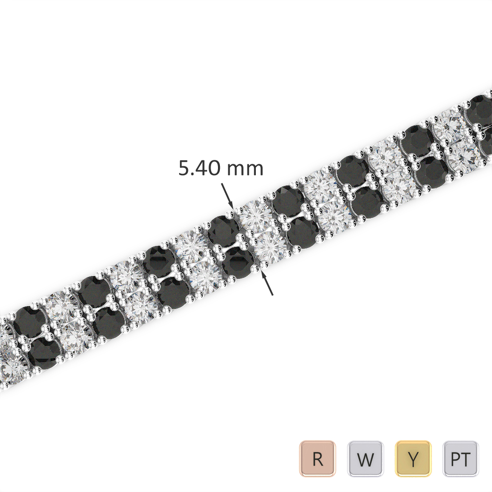 Gold / Platinum Round Cut Black Diamond with Diamond Bracelet AGBRL-1035
