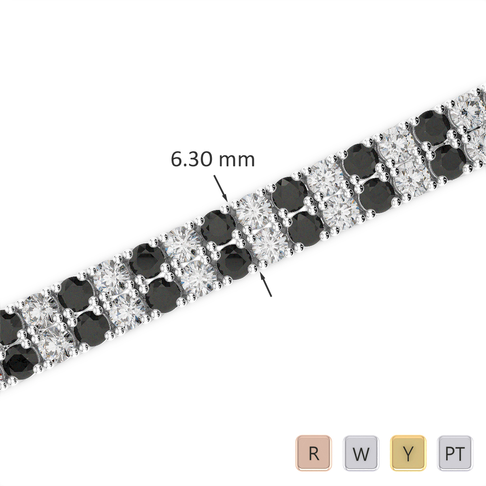Gold / Platinum Round Cut Black Diamond with Diamond Bracelet AGBRL-1037