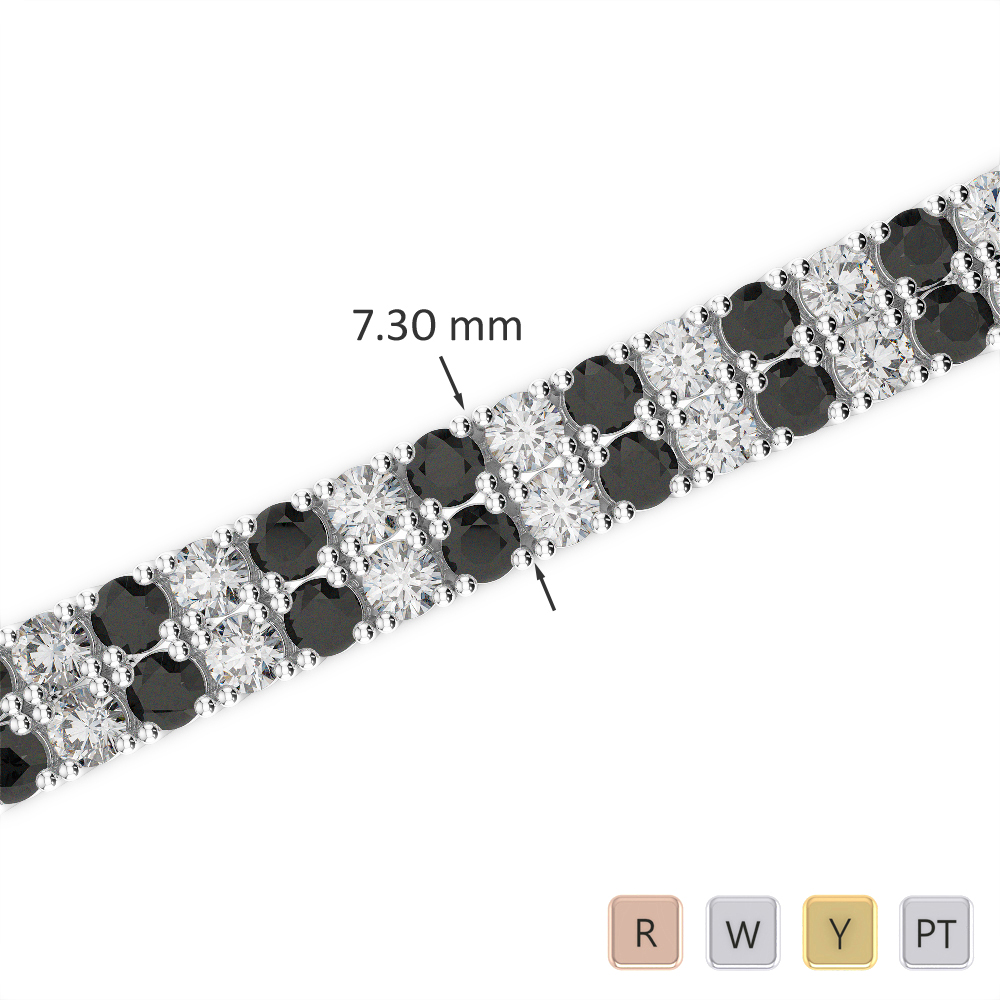 Gold / Platinum Round Cut Black Diamond with Diamond Bracelet AGBRL-1038