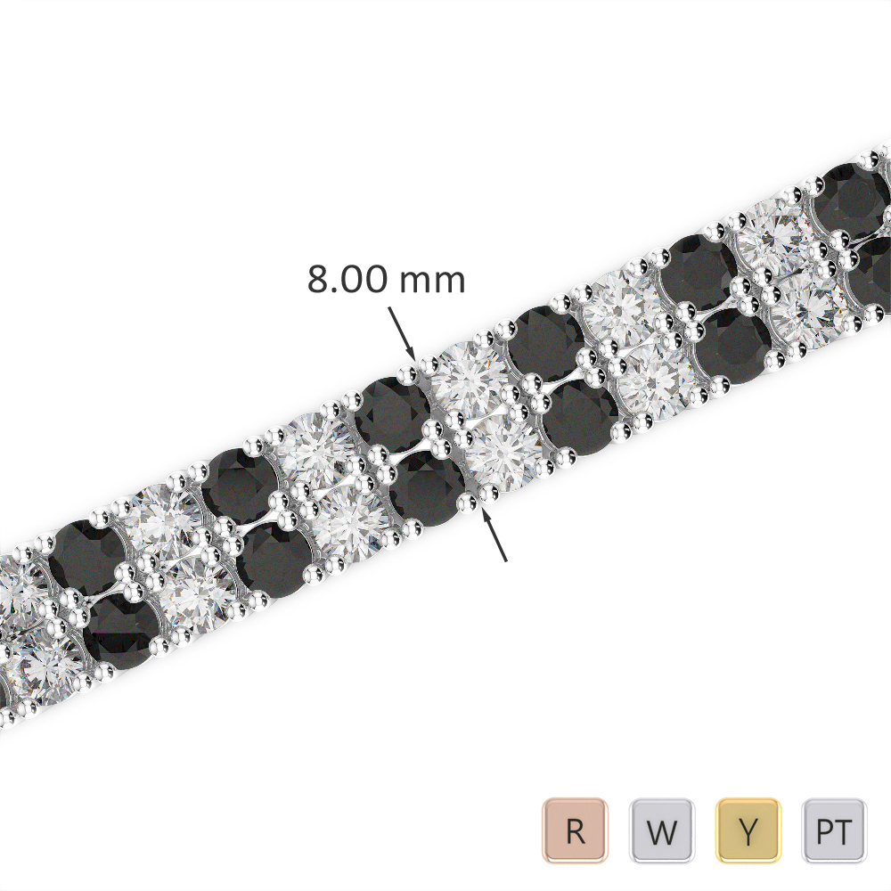 Gold / Platinum Round Cut Black Diamond with Diamond Bracelet AGBRL-1039