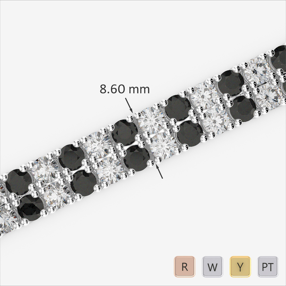 Gold / Platinum Round Cut Black Diamond with Diamond Bracelet AGBRL-1040