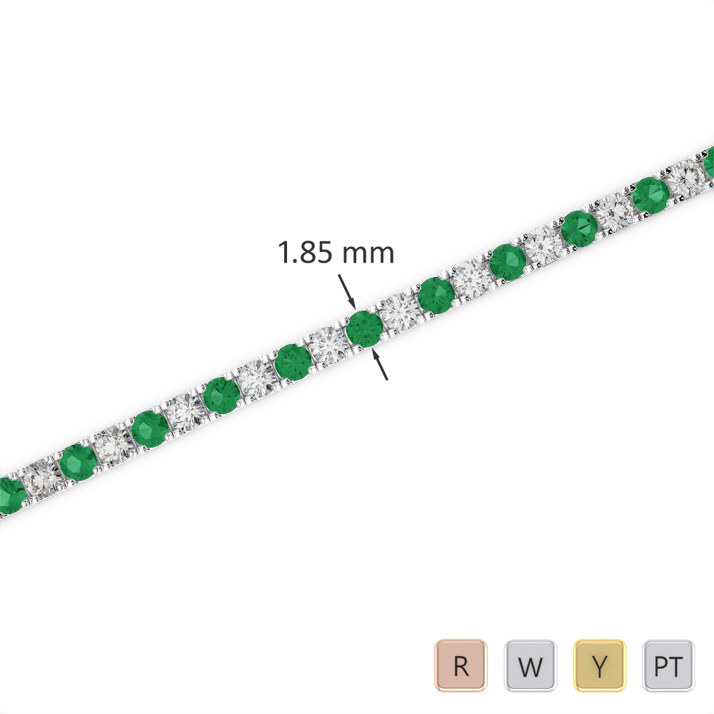 Gold / Platinum Round Cut Emerald and Diamond Bracelet AGBRL-1013