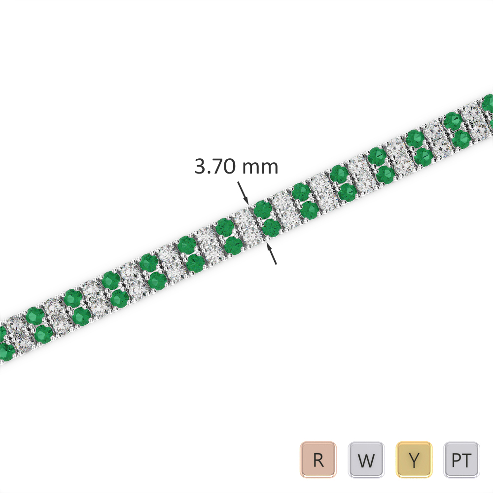 Gold / Platinum Round Cut Emerald and Diamond Bracelet AGBRL-1031-Lab