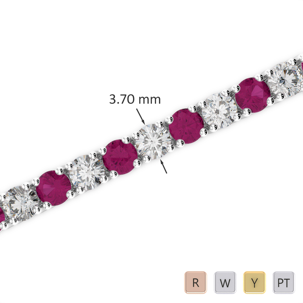 Gold / Platinum Round Cut Ruby and Diamond Bracelet AGBRL-1010