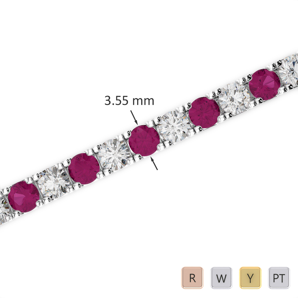 Gold / Platinum Round Cut Ruby and Diamond Bracelet AGBRL-1020
