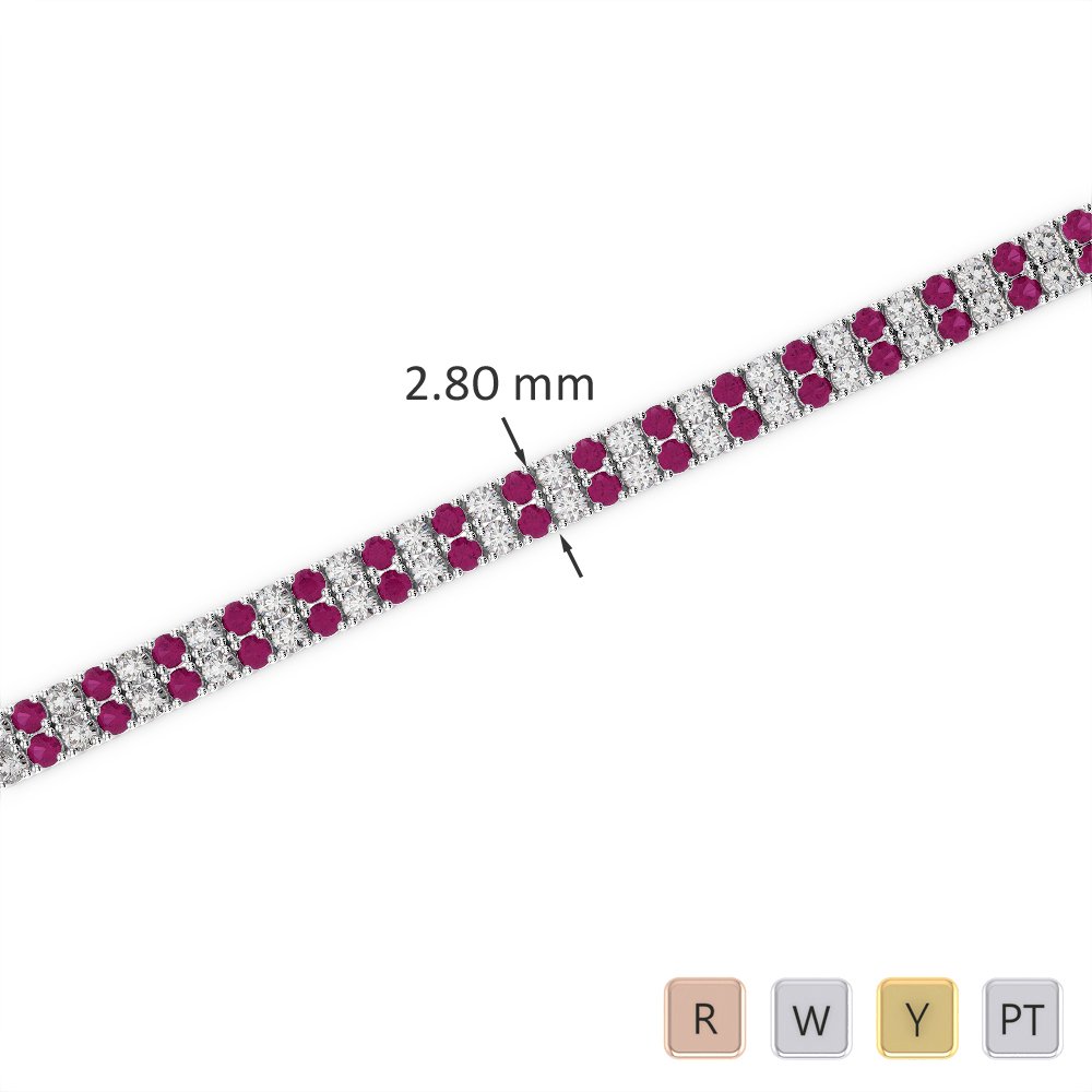 Gold / Platinum Round Cut Ruby and Diamond Bracelet AGBRL-1030