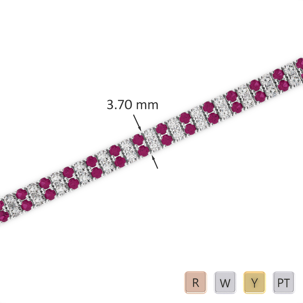 Gold / Platinum Round Cut Ruby and Diamond Bracelet AGBRL-1031