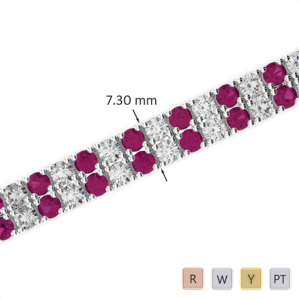 Gold / Platinum Round Cut Ruby and Diamond Bracelet AGBRL-1038