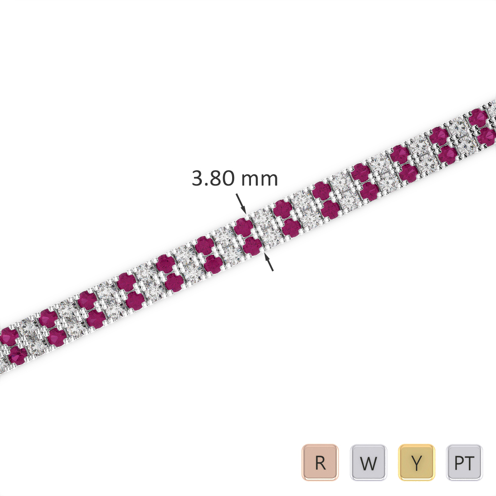 Gold / Platinum Round Cut Ruby and Diamond Bracelet AGBRL-1042