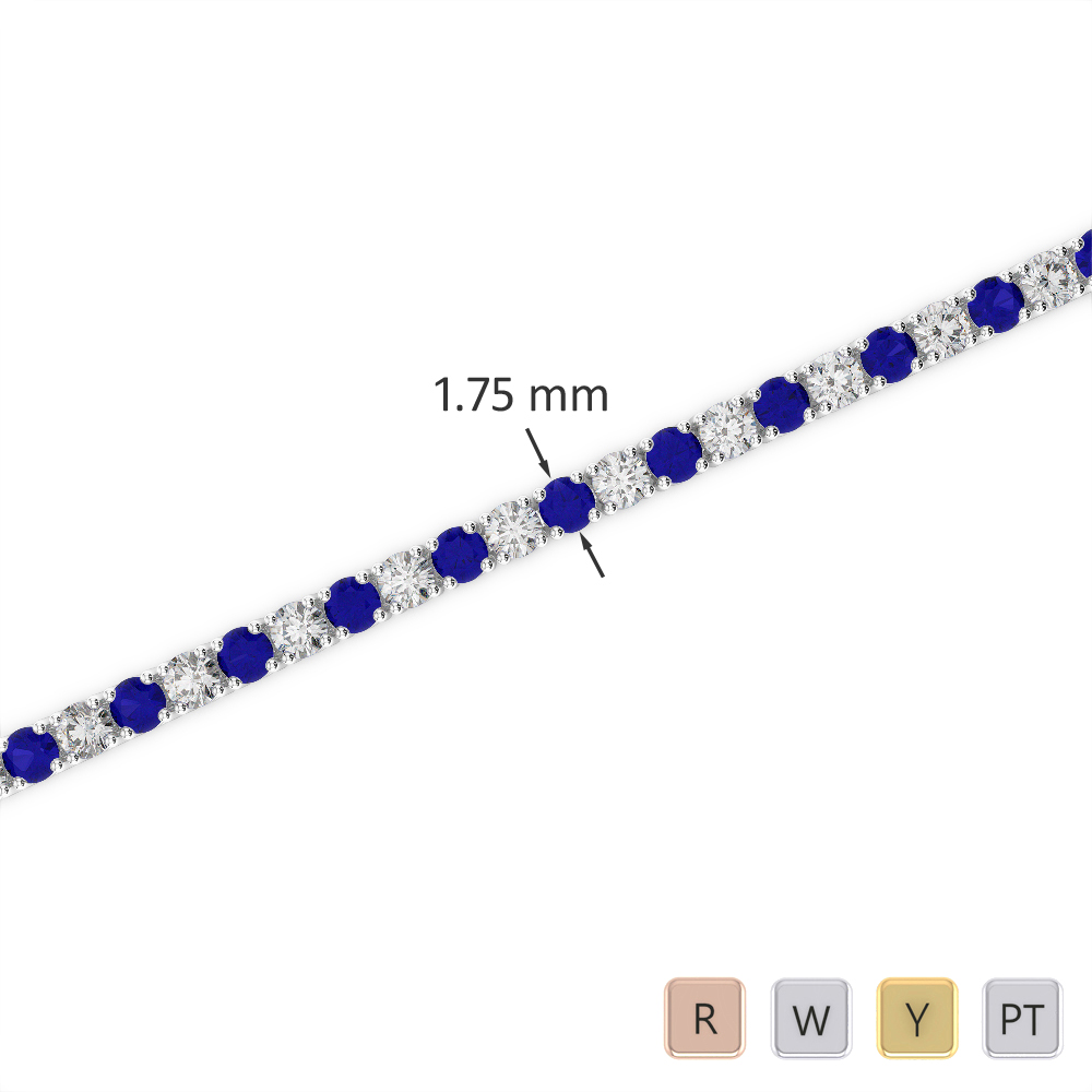 Gold / Platinum Round Cut Sapphire and Diamond Bracelet AGBRL-1002