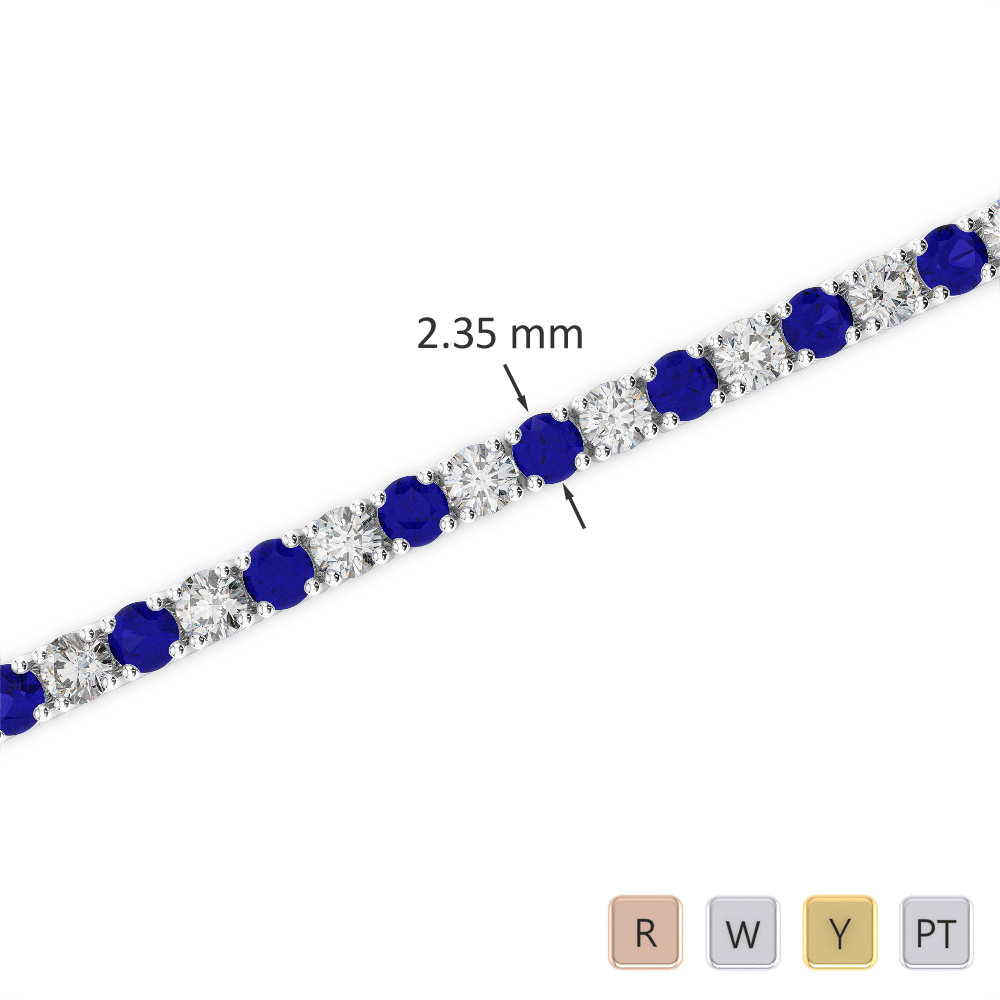 Gold / Platinum Round Cut Sapphire and Diamond Bracelet AGBRL-1005