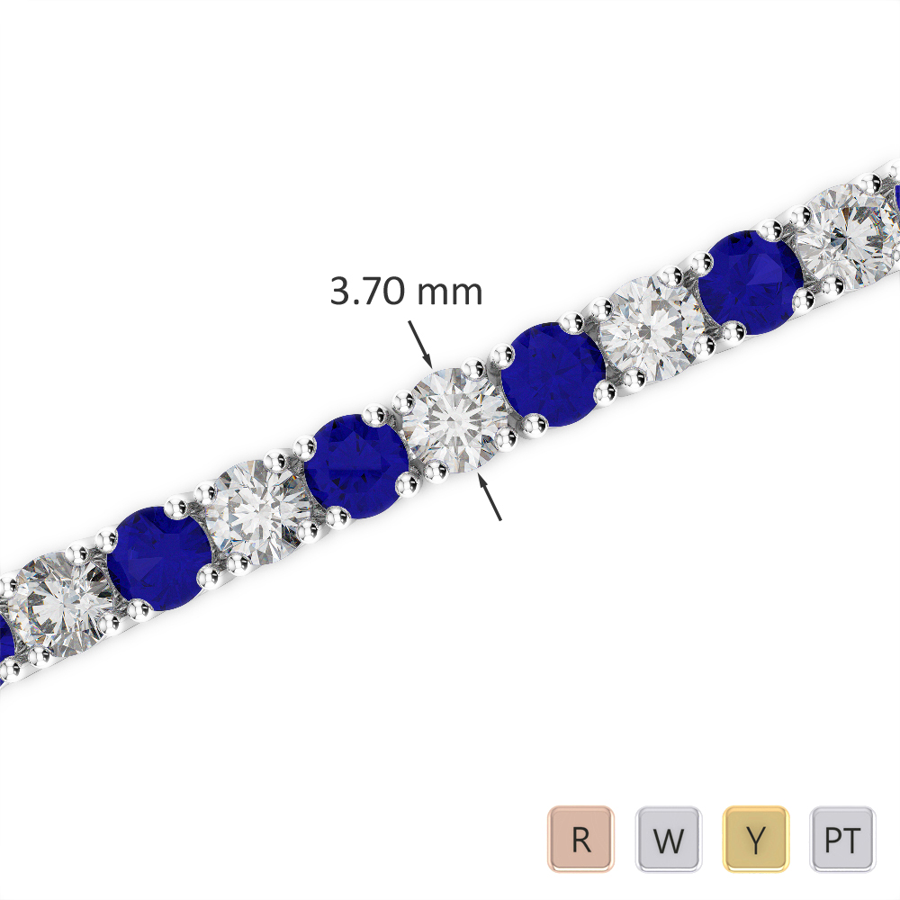 Gold / Platinum Round Cut Sapphire and Diamond Bracelet AGBRL-1010