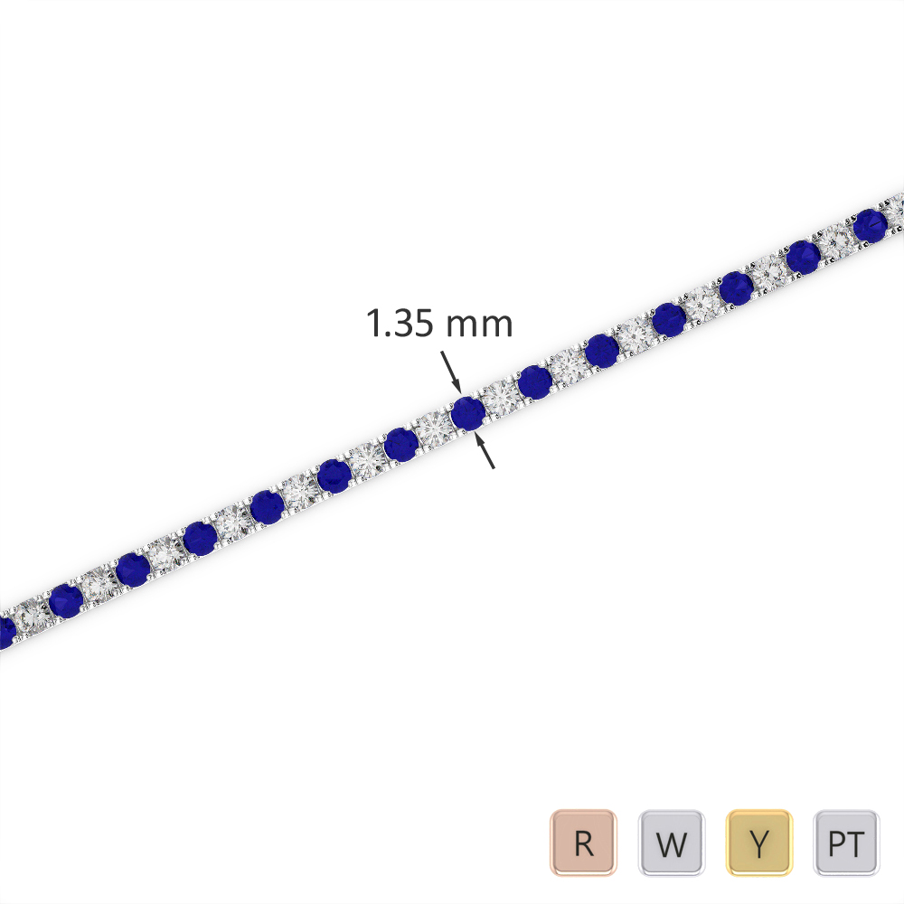 Gold / Platinum Round Cut Sapphire and Diamond Bracelet AGBRL-1012