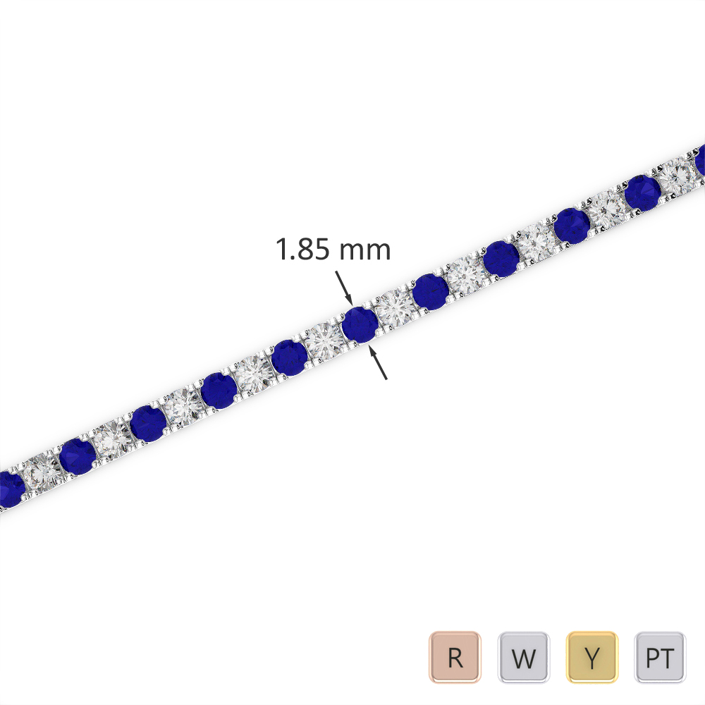 Gold / Platinum Round Cut Sapphire and Diamond Bracelet AGBRL-1013