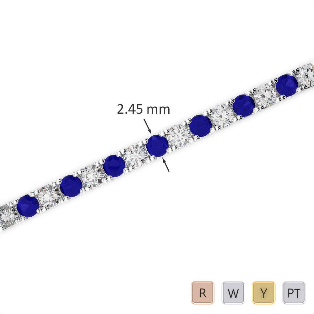 Gold / Platinum Round Cut Sapphire and Diamond Bracelet AGBRL-1016