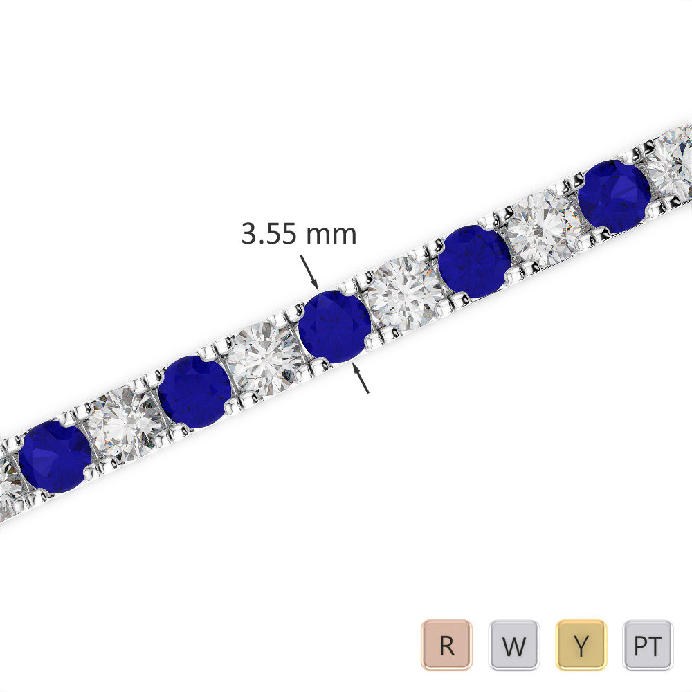 Gold / Platinum Round Cut Sapphire and Diamond Bracelet AGBRL-1020