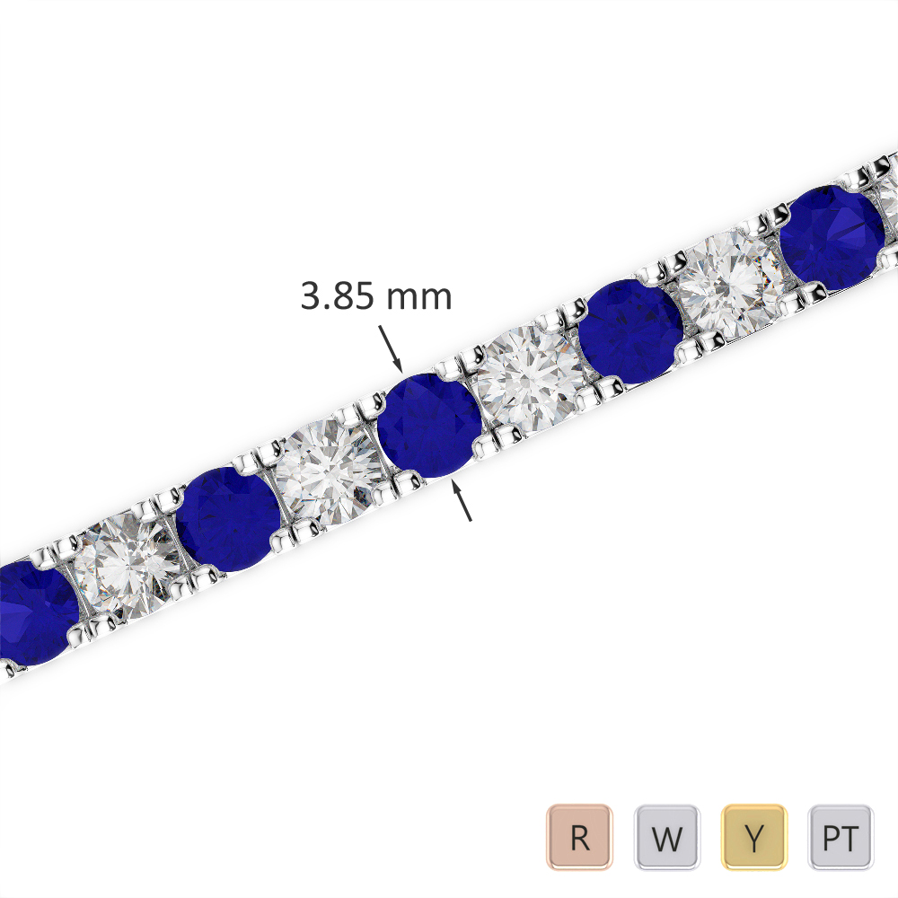 Gold / Platinum Round Cut Sapphire and Diamond Bracelet AGBRL-1021