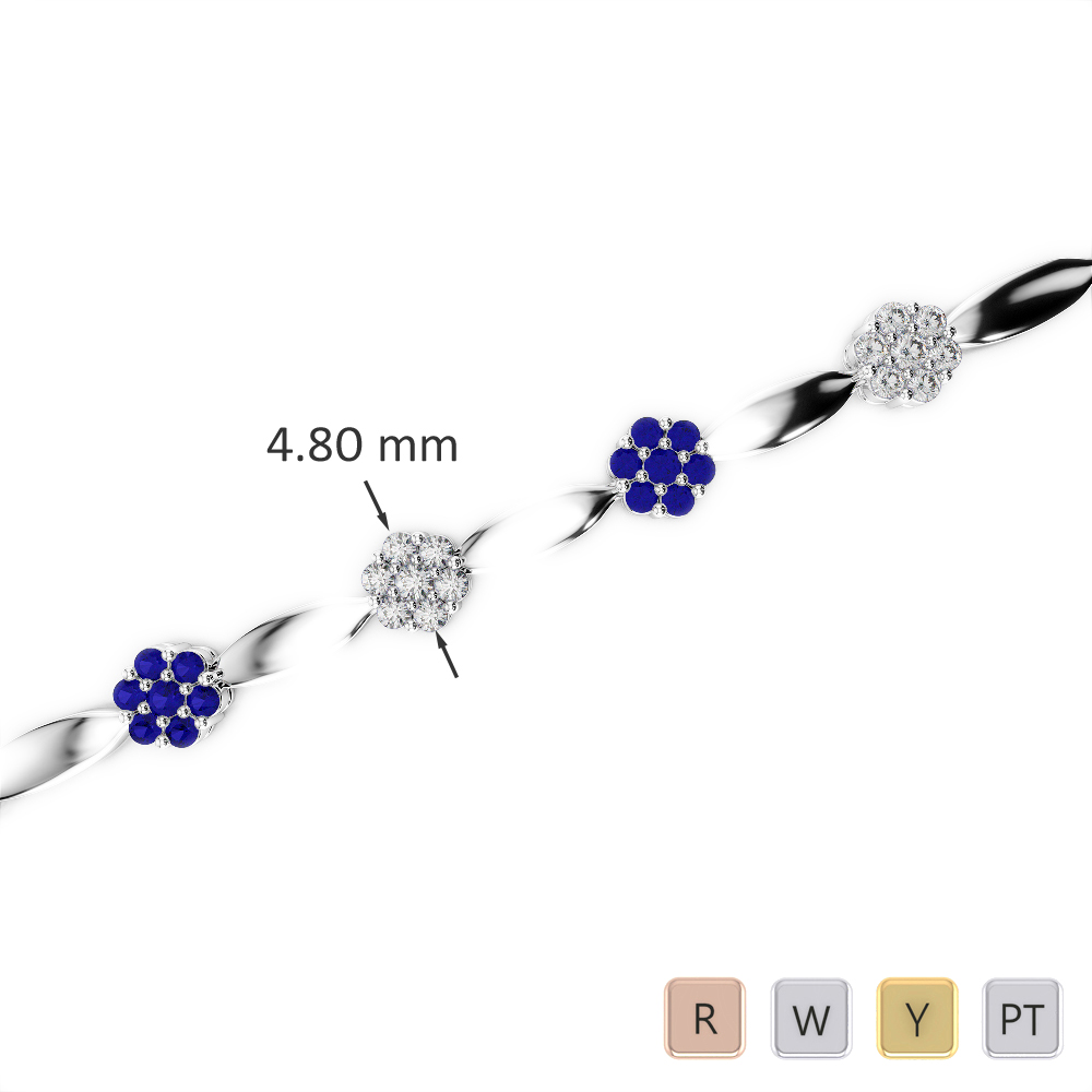Gold / Platinum Round Cut Sapphire and Diamond Bracelet AGBRL-1029