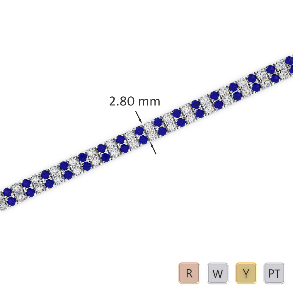 Gold / Platinum Round Cut Sapphire and Diamond Bracelet AGBRL-1030