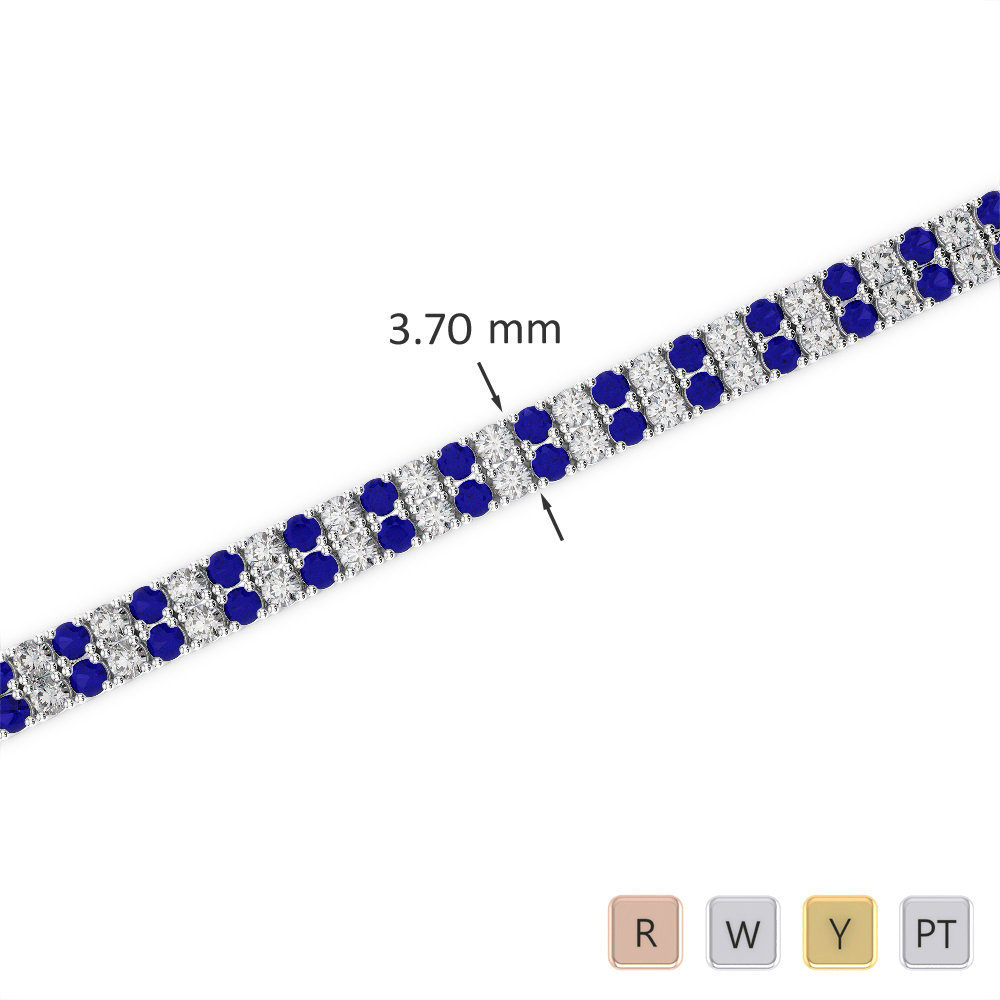 Gold / Platinum Round Cut Sapphire and Diamond Bracelet AGBRL-1031