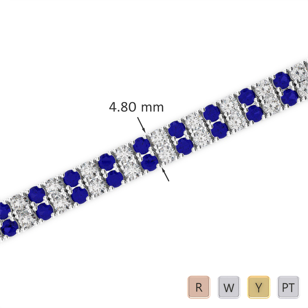 Gold / Platinum Round Cut Sapphire and Diamond Bracelet AGBRL-1033