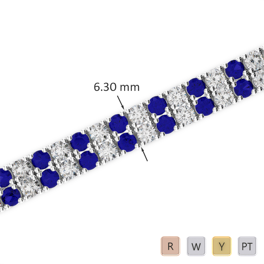 Gold / Platinum Round Cut Sapphire and Diamond Bracelet AGBRL-1037