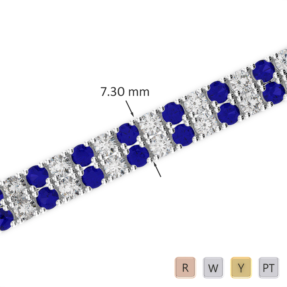 Gold / Platinum Round Cut Sapphire and Diamond Bracelet AGBRL-1038