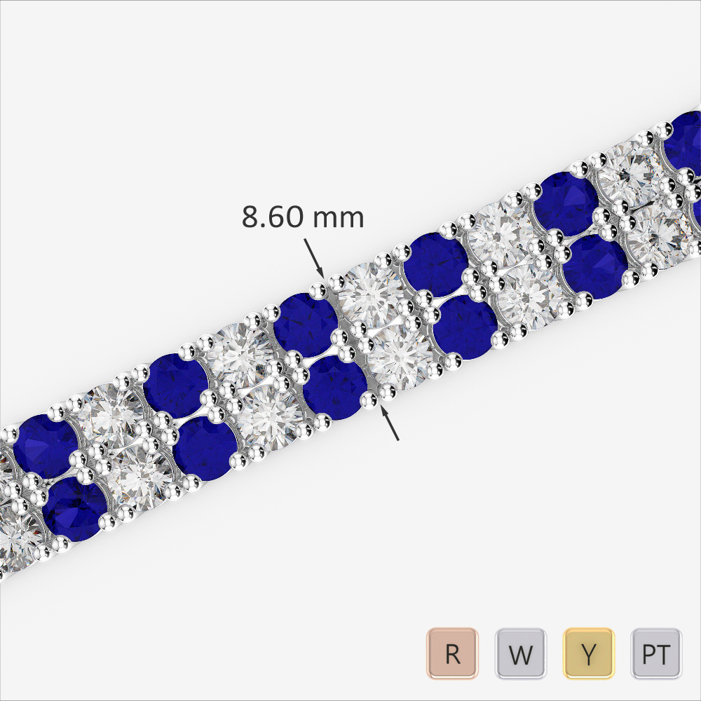 Gold / Platinum Round Cut Sapphire and Diamond Bracelet AGBRL-1040