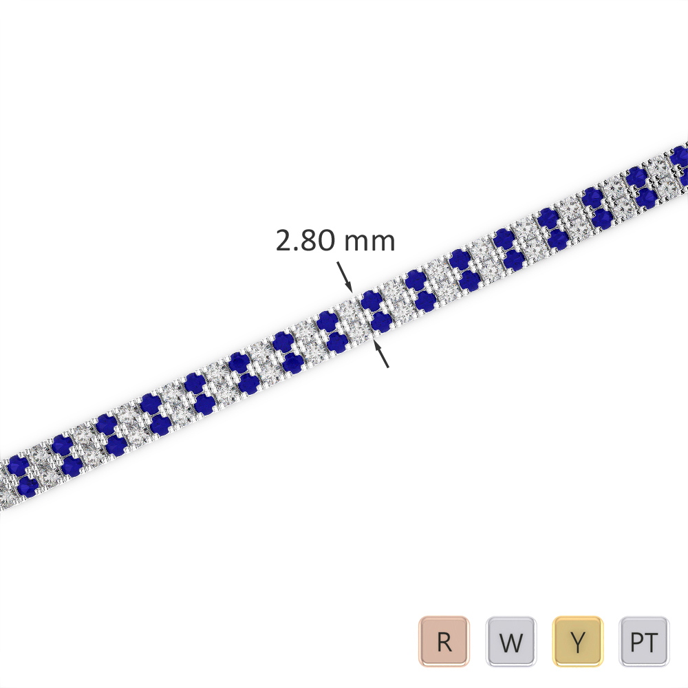Gold / Platinum Round Cut Sapphire and Diamond Bracelet AGBRL-1041-Lab