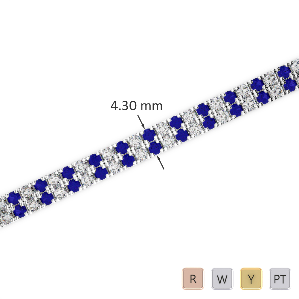 Gold / Platinum Round Cut Sapphire and Diamond Bracelet AGBRL-1043-Lab