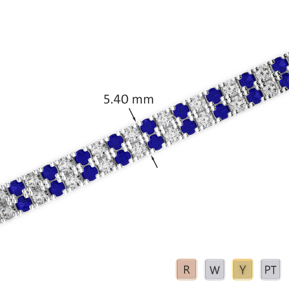 Gold / Platinum Round Cut Sapphire and Diamond Bracelet AGBRL-1046-Lab