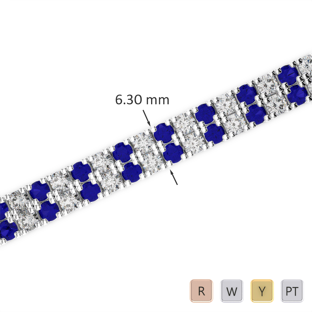 Gold / Platinum Round Cut Sapphire and Diamond Bracelet AGBRL-1048-Lab