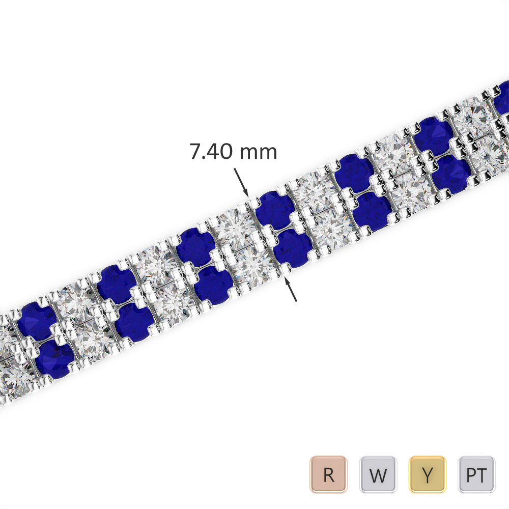 Gold / Platinum Round Cut Sapphire and Diamond Bracelet AGBRL-1049-Lab