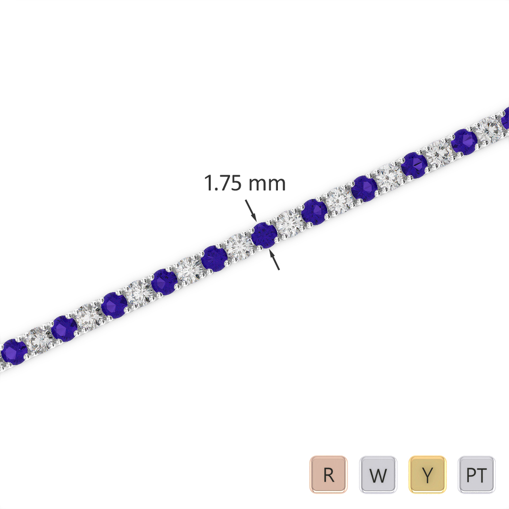 Gold / Platinum Round Cut Tanzanite and Diamond Bracelet AGBRL-1002