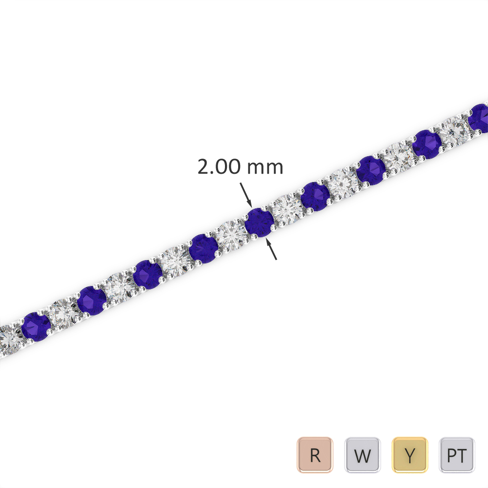 Gold / Platinum Round Cut Tanzanite and Diamond Bracelet AGBRL-1003