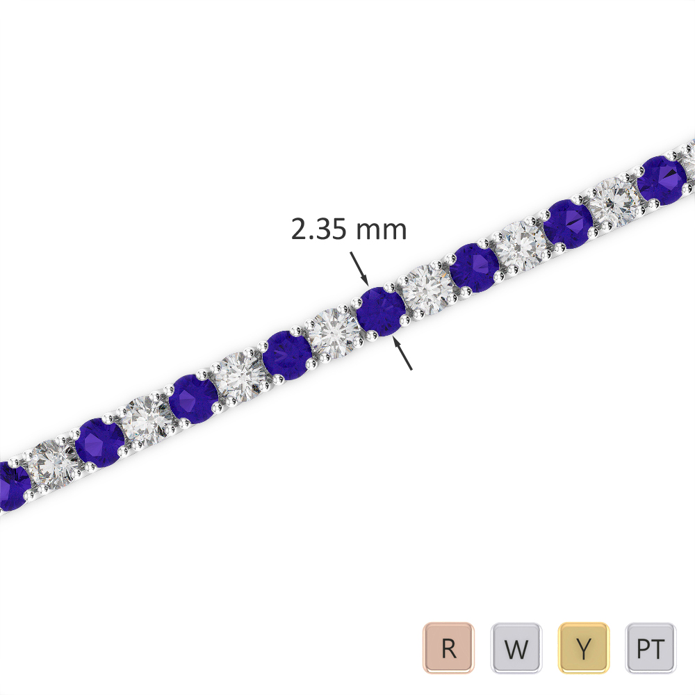 Gold / Platinum Round Cut Tanzanite and Diamond Bracelet AGBRL-1005