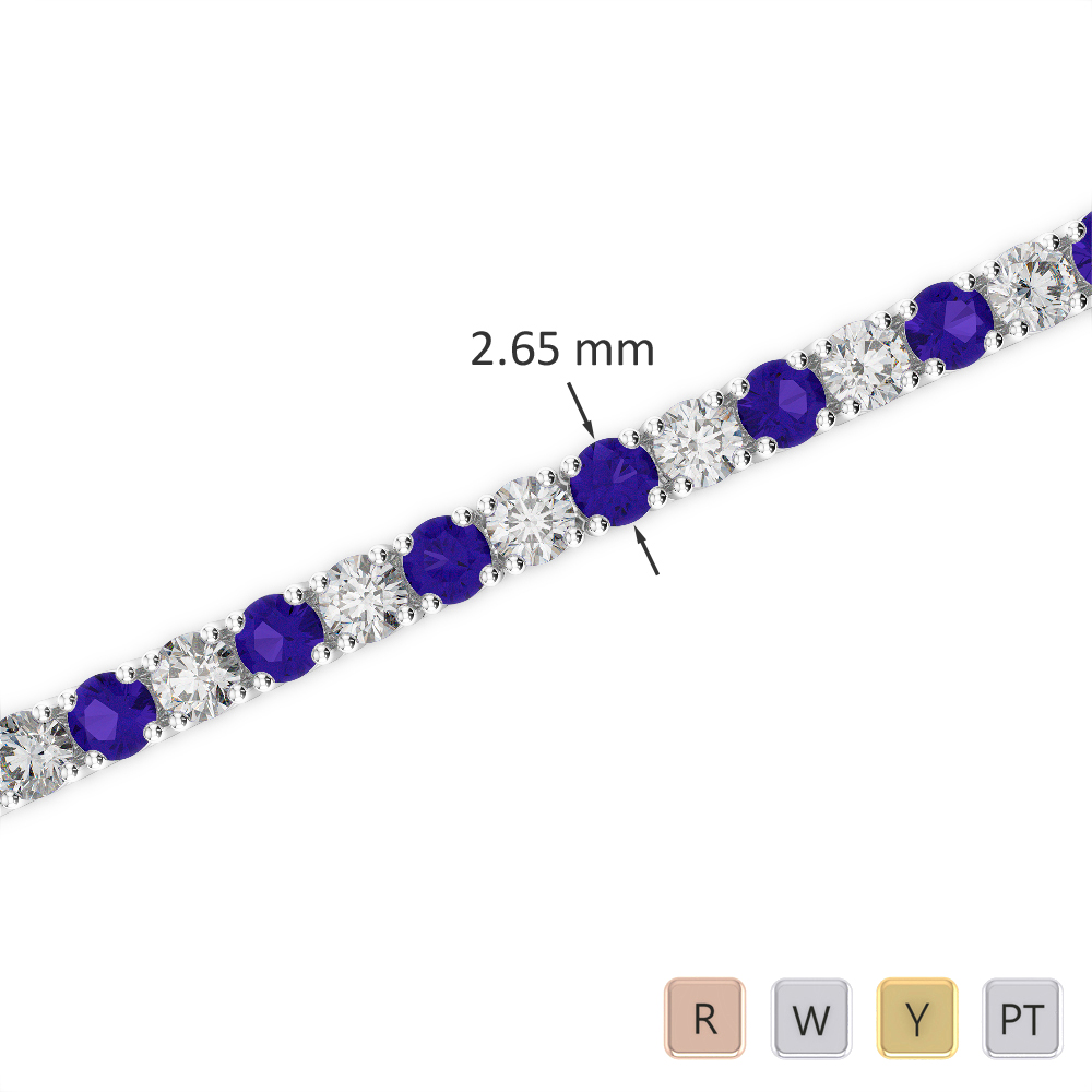 Gold / Platinum Round Cut Tanzanite and Diamond Bracelet AGBRL-1007