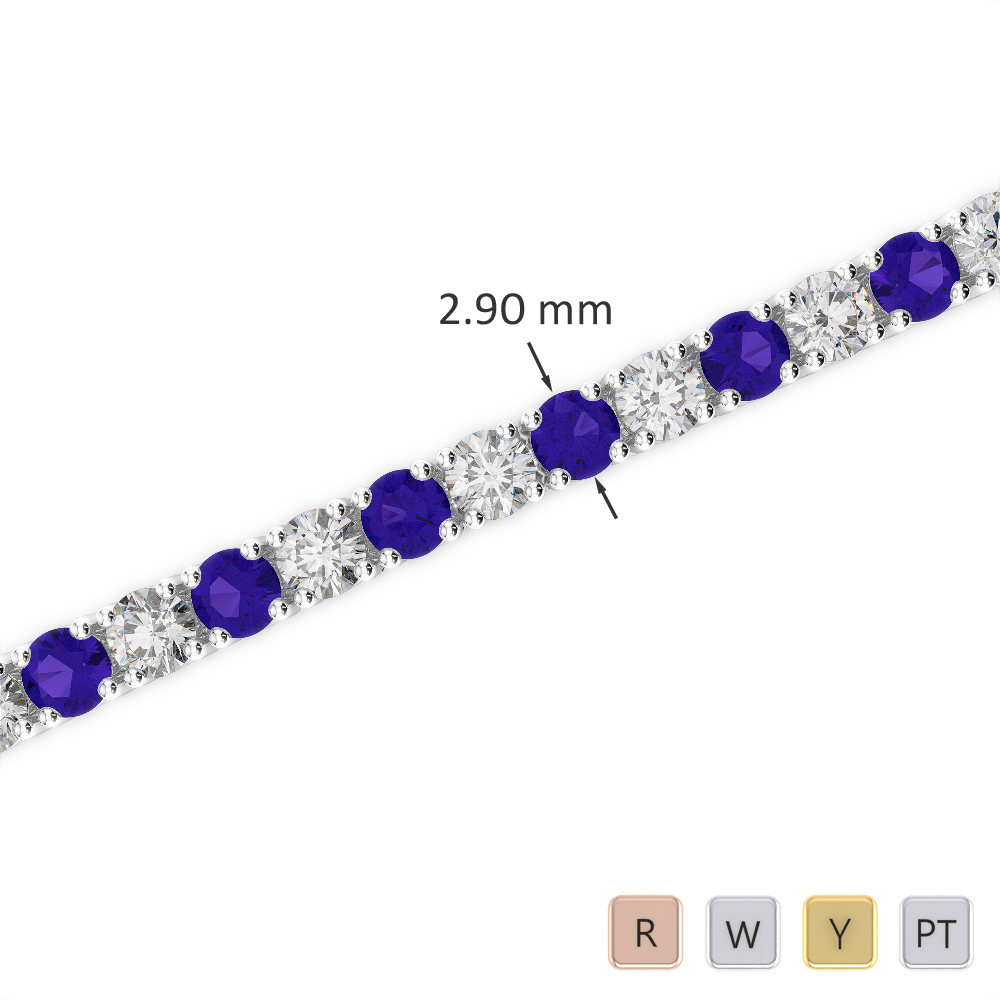 Gold / Platinum Round Cut Tanzanite and Diamond Bracelet AGBRL-1008