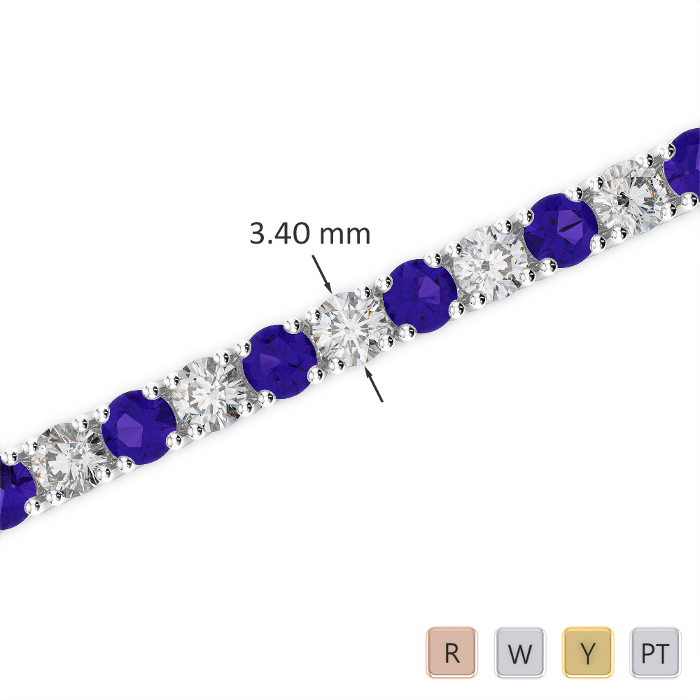Gold / Platinum Round Cut Tanzanite and Diamond Bracelet AGBRL-1009