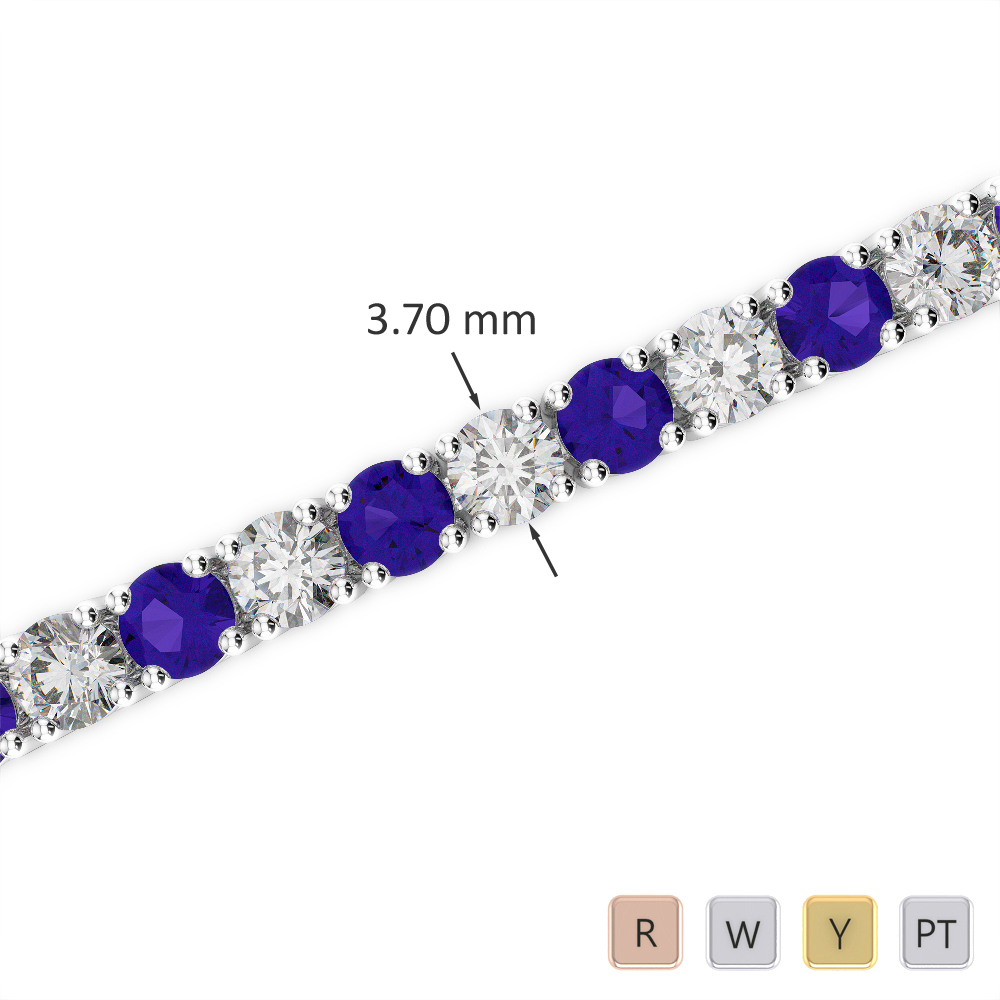 Gold / Platinum Round Cut Tanzanite and Diamond Bracelet AGBRL-1010